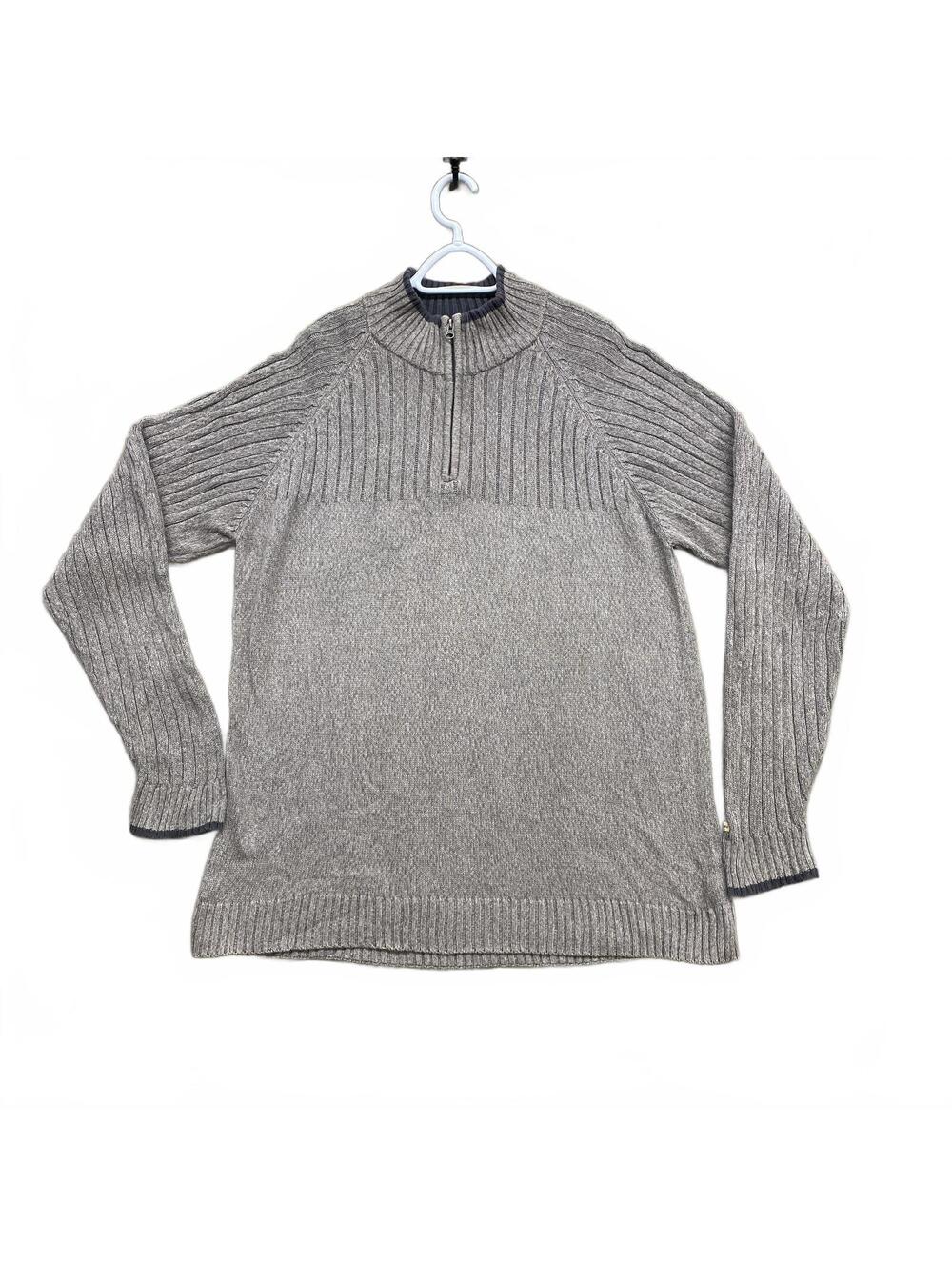 Vintage Y2K Columbia Men's XL Gray 1/4 Zip Ribbed Knit Pullover Sweater